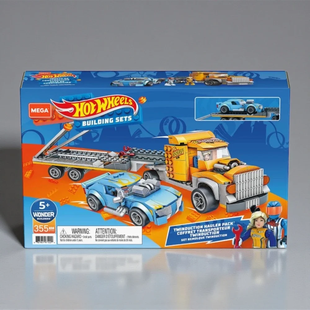 Mega Construx Hot Wheels Twinduction Hauler Pack Building Set 355 Pieces Ages 5+